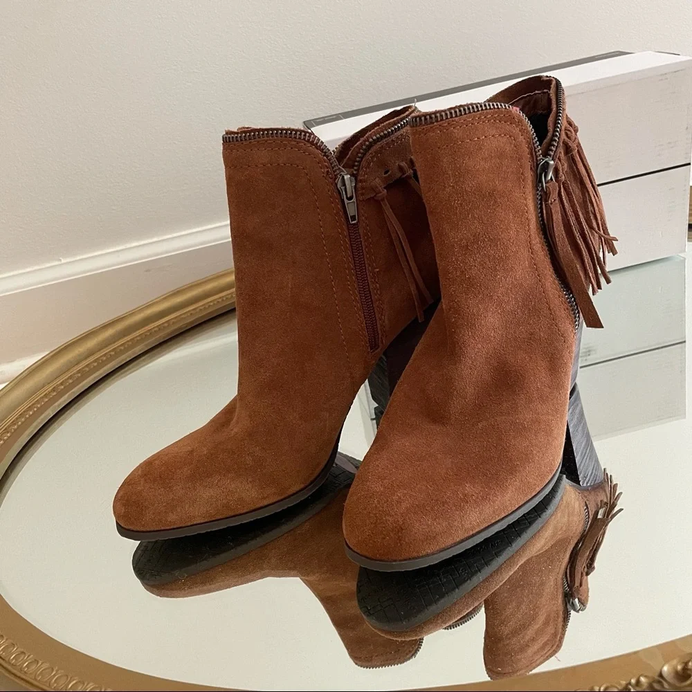 Dolce Vita Size 10 New Fringe Leather Ankle Heeled Booties ~ Shoes